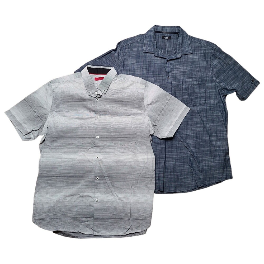 Alfani Men's XL Short Sleeve Button-Down Shirts Size Extra Large Lot of 2 Summer